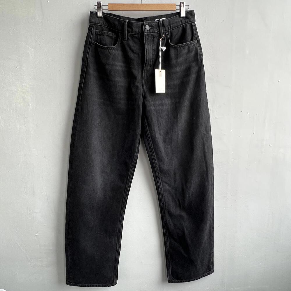 NWT Brand New Good American Good Barrel Relaxed Black Jeans 2/ 26 High Rise